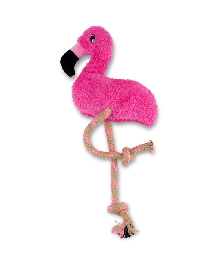 Beco Pets Dual Material Soft Flamingo Recycled Dog Toy - PINK LARGE