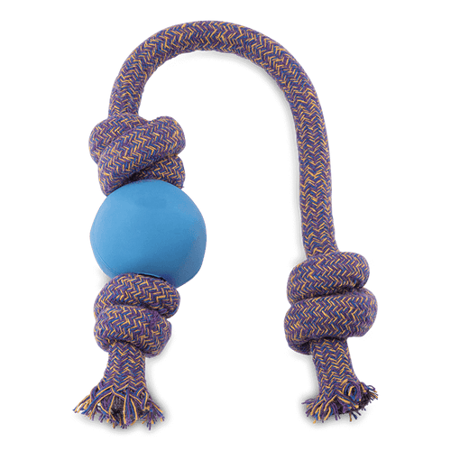 Beco Pets Eco-Friendly Ball on a Rope Dog Toy - Blue Large