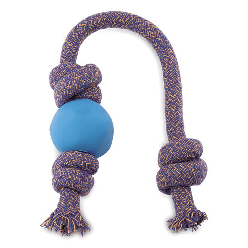 Beco Pets Eco-Friendly Ball on a Rope Dog Toy - Blue Small
