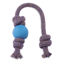 Thumbnail for Beco Pets Eco-Friendly Ball on a Rope Dog Toy - Blue Small