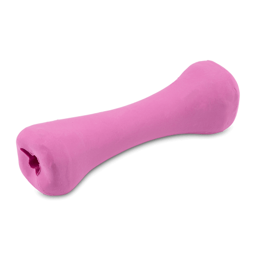 Beco Pets Rubber Treat Bone Dog Toy - Pink Medium