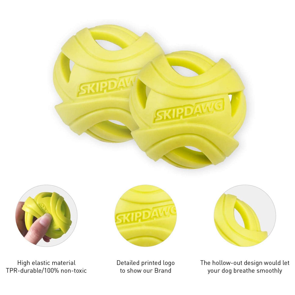 SKIPDAWG Dog Breezy Ball Pack of 2 (Medium)