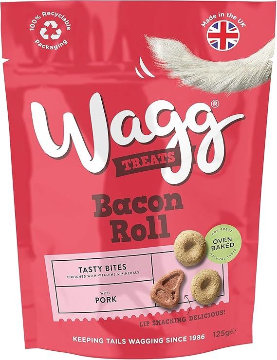 Wagg Bacon Roll Pork Tasty Bites Oven Baked Dog Treats 125g - 125g