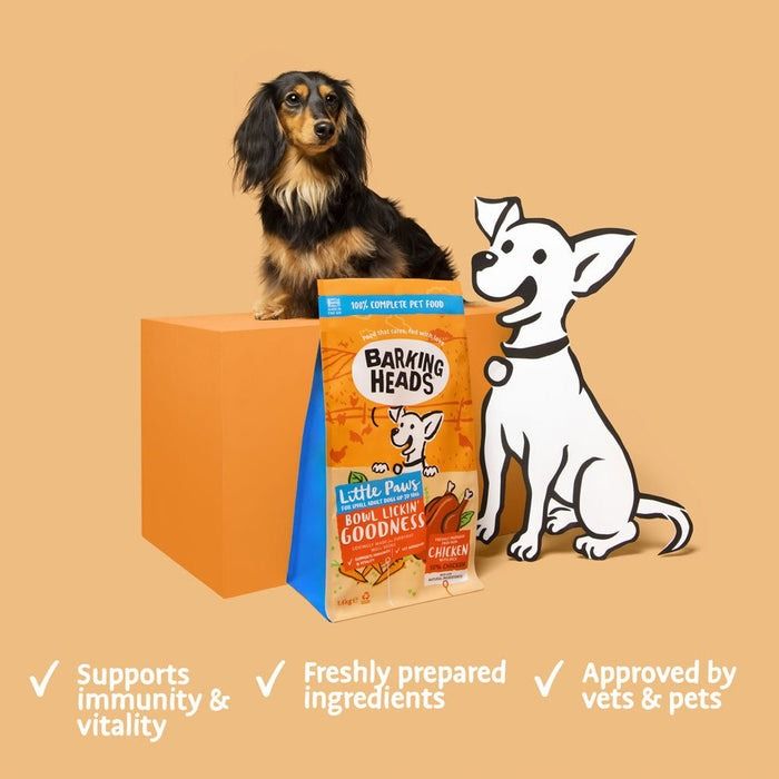 Barking Heads Little Paws Bowl Lickin' Goodness Chicken Dry Dog Food - 1.5kg
