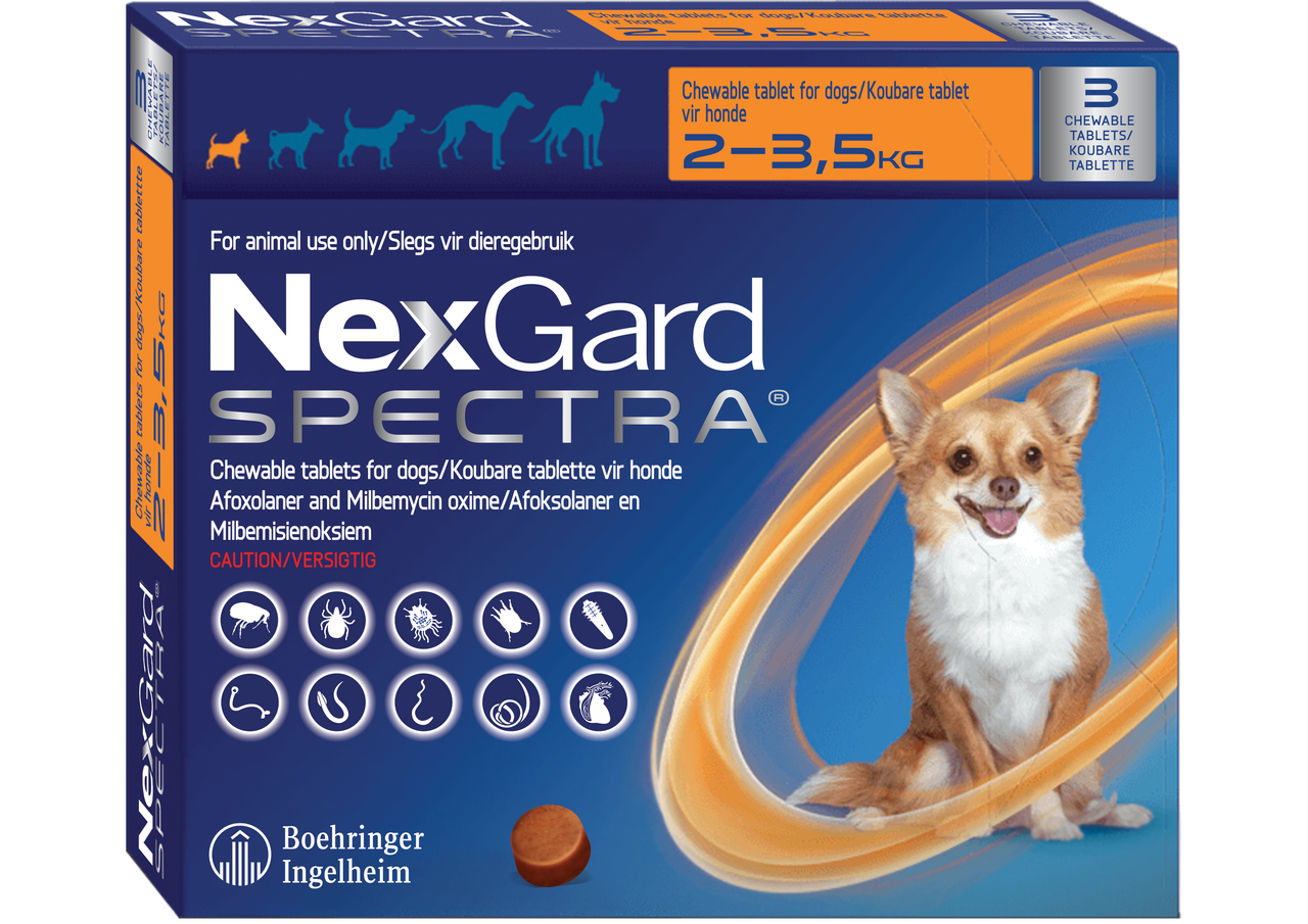 NEXGARD SPECTRA, CHEWABLE TABLETS, XS