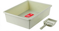Thumbnail for Cat Litter Tray with Scoop - Green - M Size, 38 x 28 x 10 cm