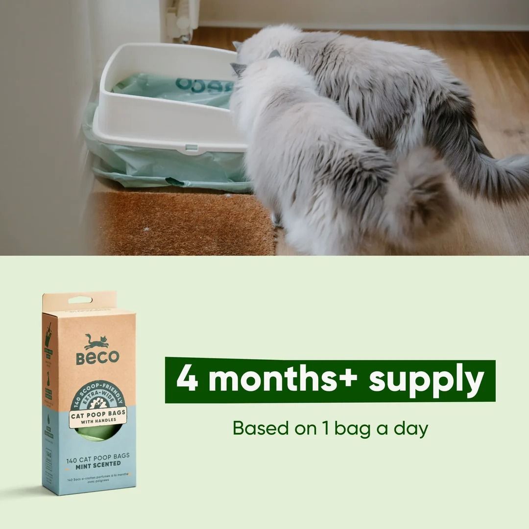 Beco Unscented Cat Poop Bags with Handles 140 Bags