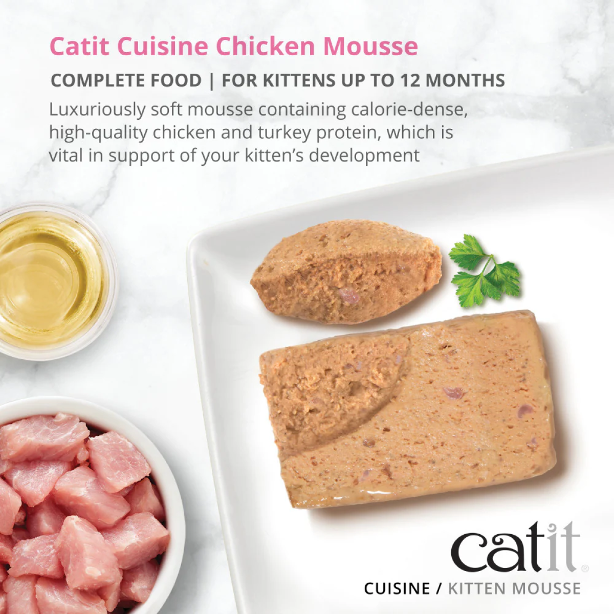 Catit Cuisine Chicken Mousse Kitten Food, 90g Tetra, 12pcs/box