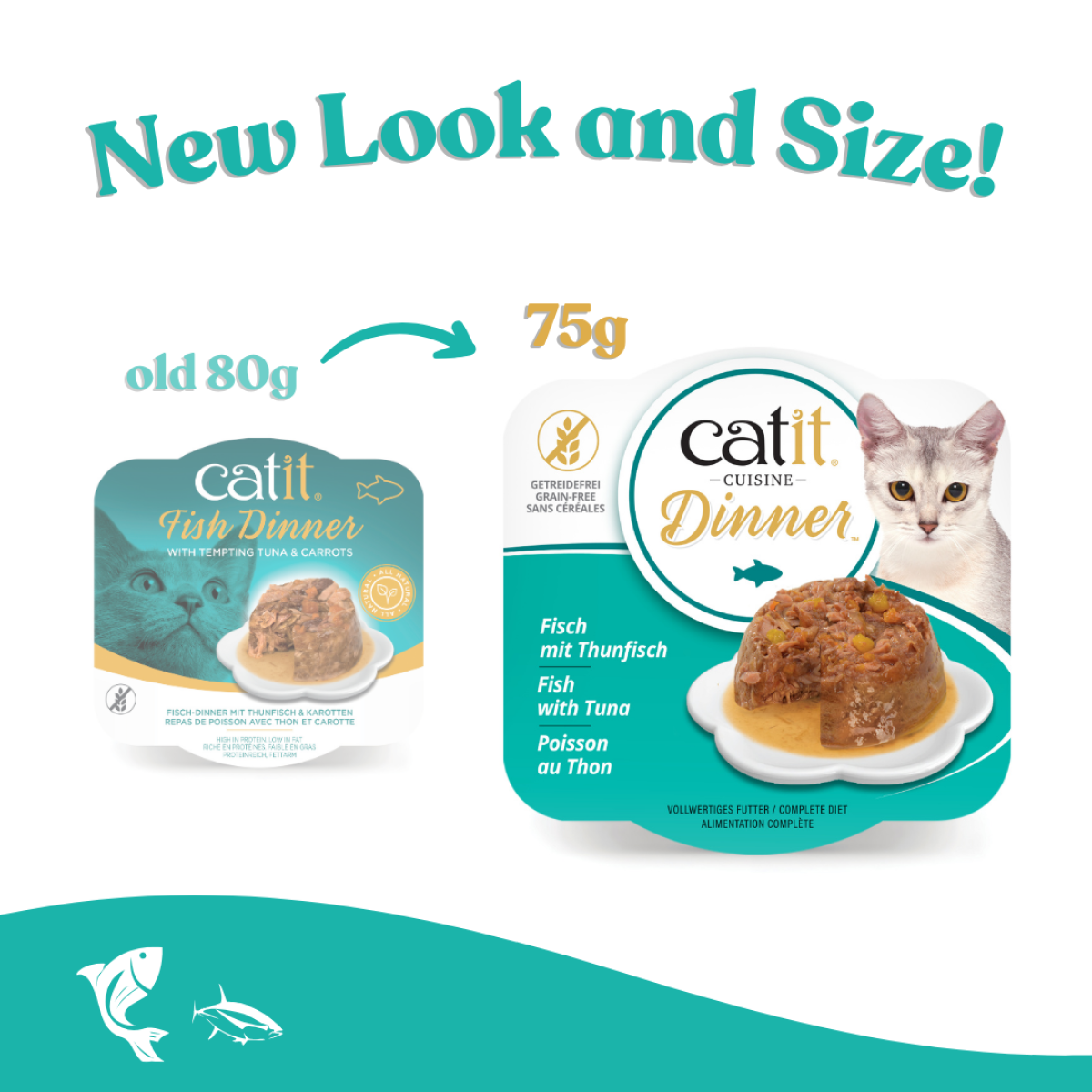 Catit Fish Dinner, Tuna & Carrot 75 g, 6 pcs/box