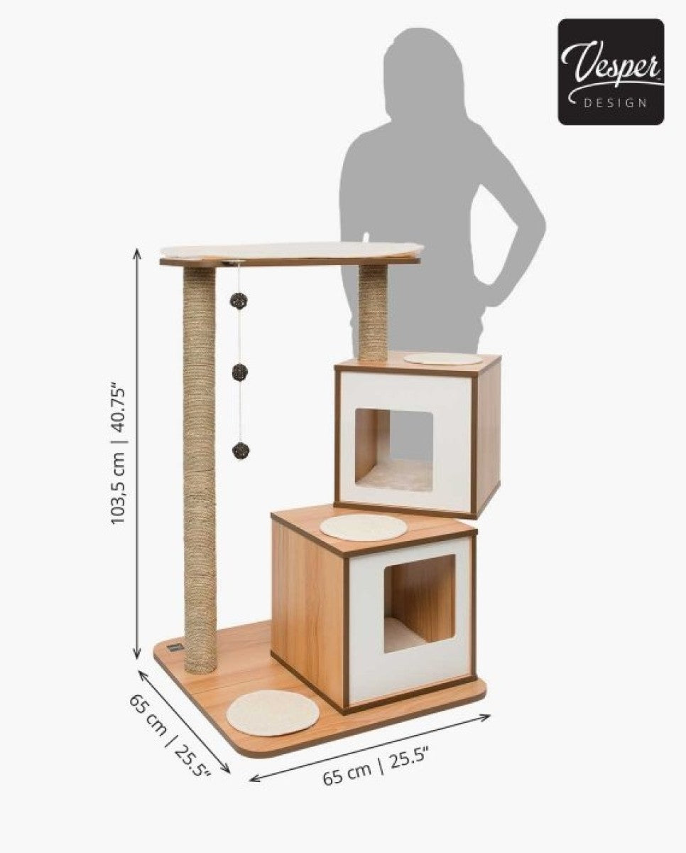 Catit Vesper Cat Furniture V-Double - Walnut