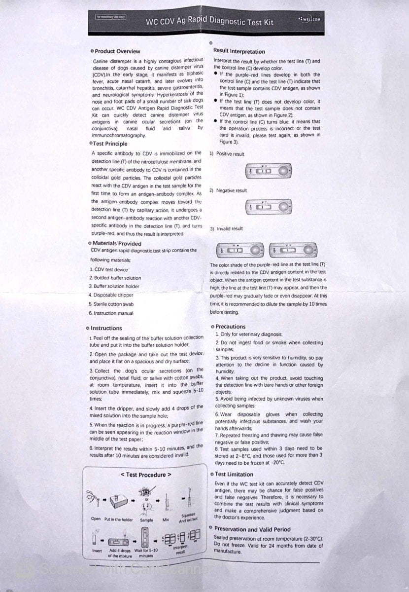 CDV-Ag 1 test - Rapid test for Canine Distemper
