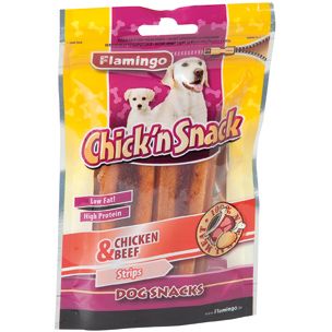 Flamingo Hapki Chicken & Beef Strips Dog Treats 85g - OS