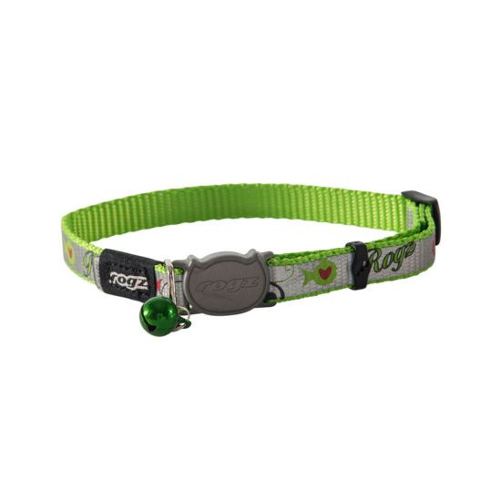 Rogz Reflectocat Lime Fish Cat Collar - Small