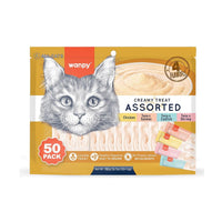 Thumbnail for Wanpy Creamy Lickable Cat Treats Assorted – 4 Different Flavors (14g x 50pc)