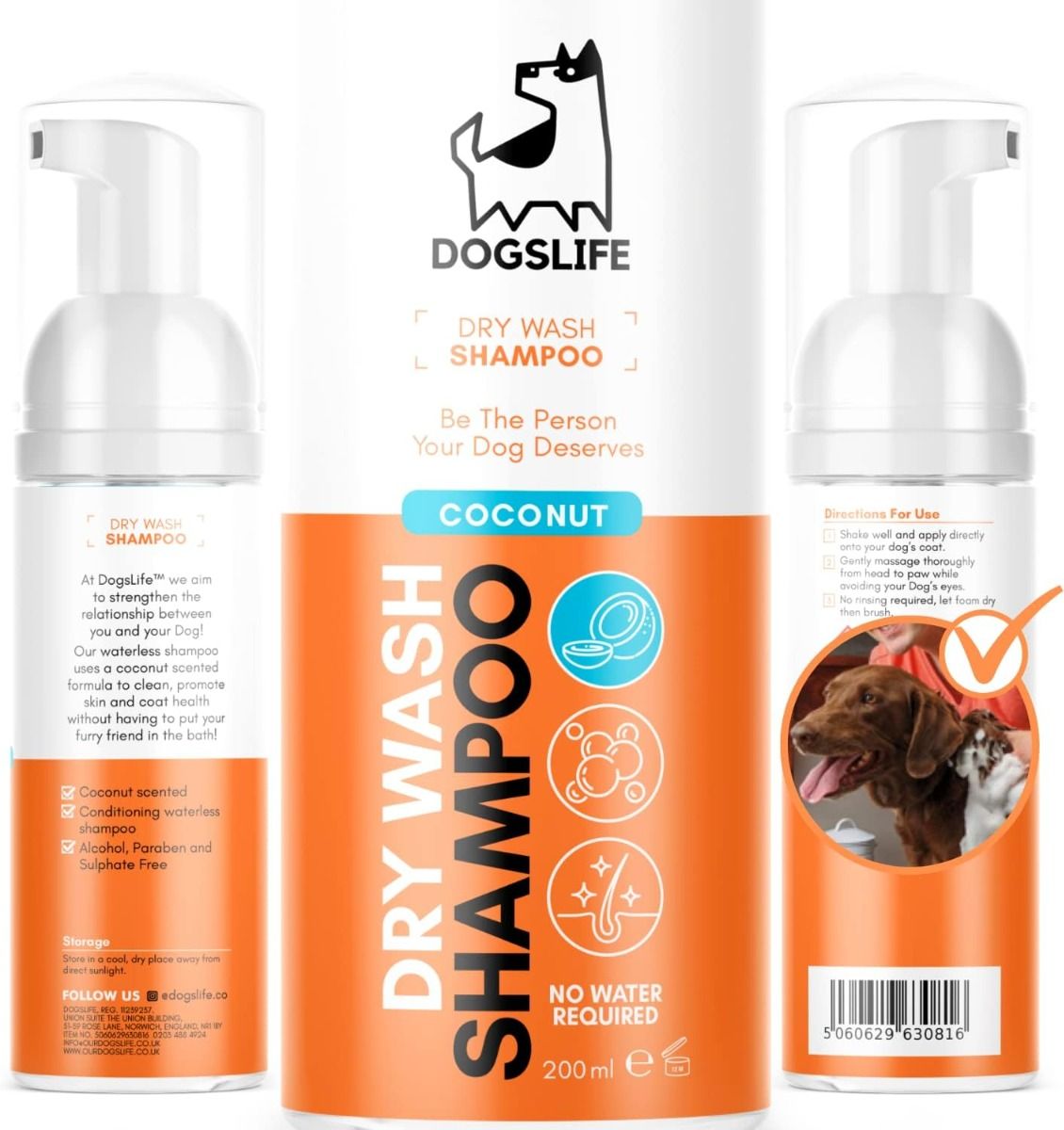 DogsLife Drywash Coconut Dog Shampoo 200ml - 200ml