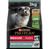 PRO PLAN MEDIUM PUPPY SENSITIVE DIGESTION, DRY DOG FOOD WITH LAMB, 3KG
