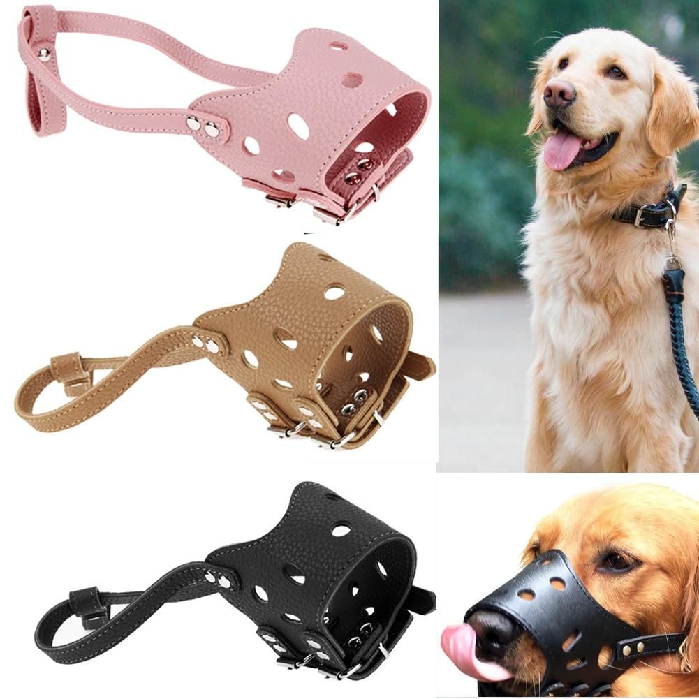 Dog Muzzle PU Leather - M - pink