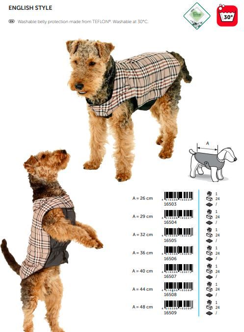 Flamingo English Sytle Dog Coat - 40