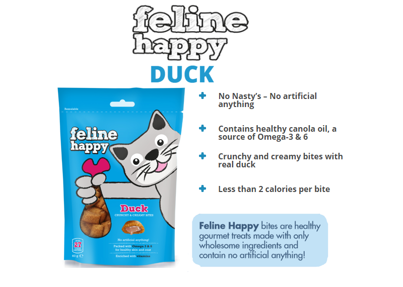 Feline Happy Duck Crunchy & Creamy Cat Treats 60g - 60G