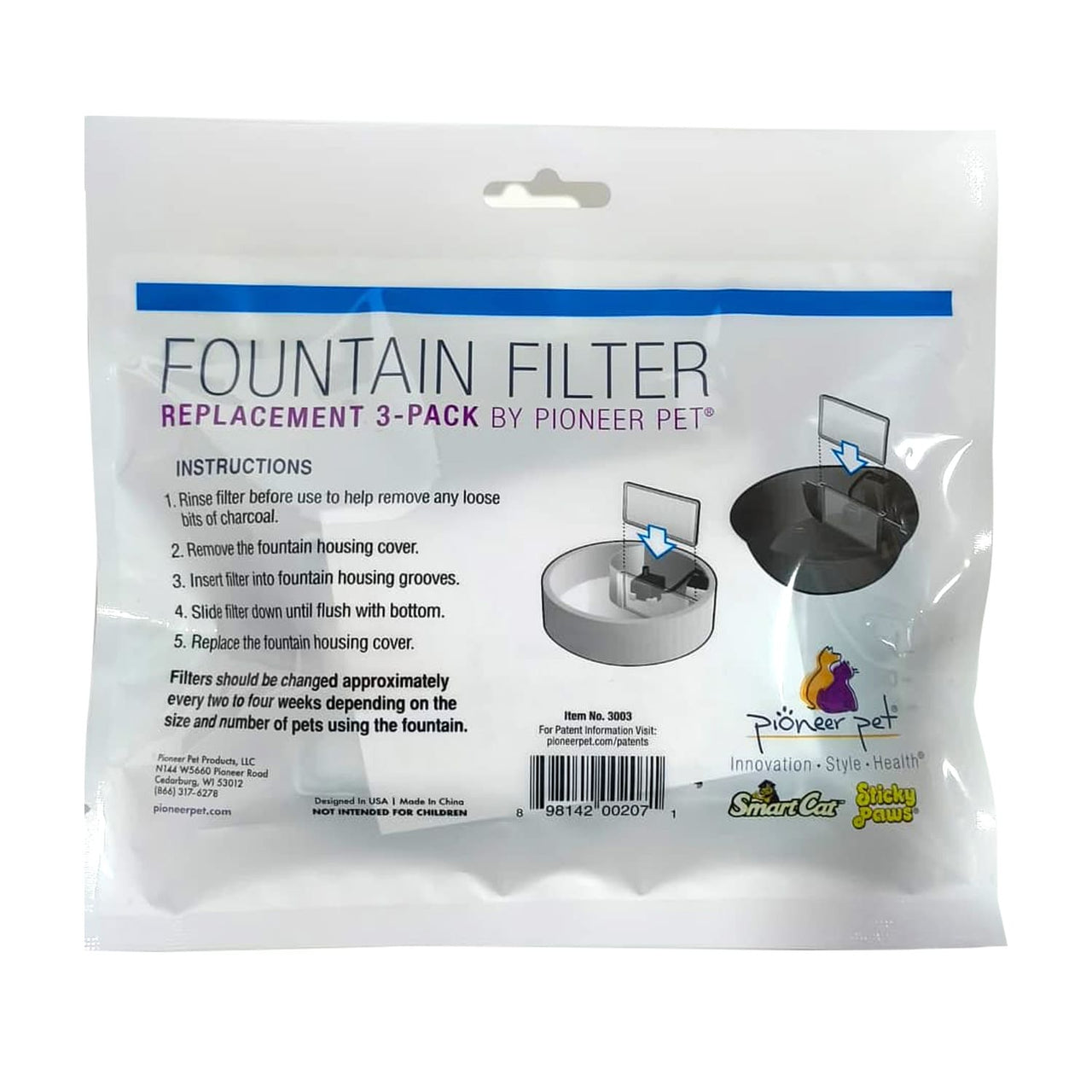Replacement Filters for Plastic Fountains – 3 Pack