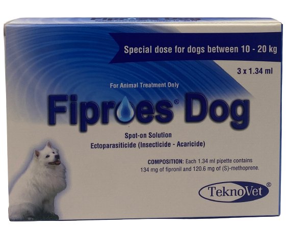 Fiproes Dog 10-20 kg Spot On Solution  for flea and tick treatment