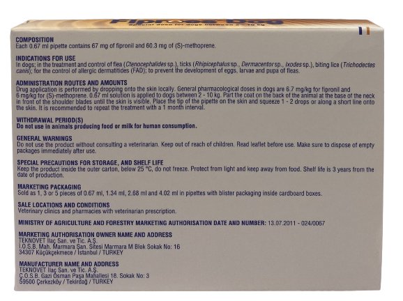 Fiproes Dog 2-10 kg Spot On Solution for flea and tick treatment