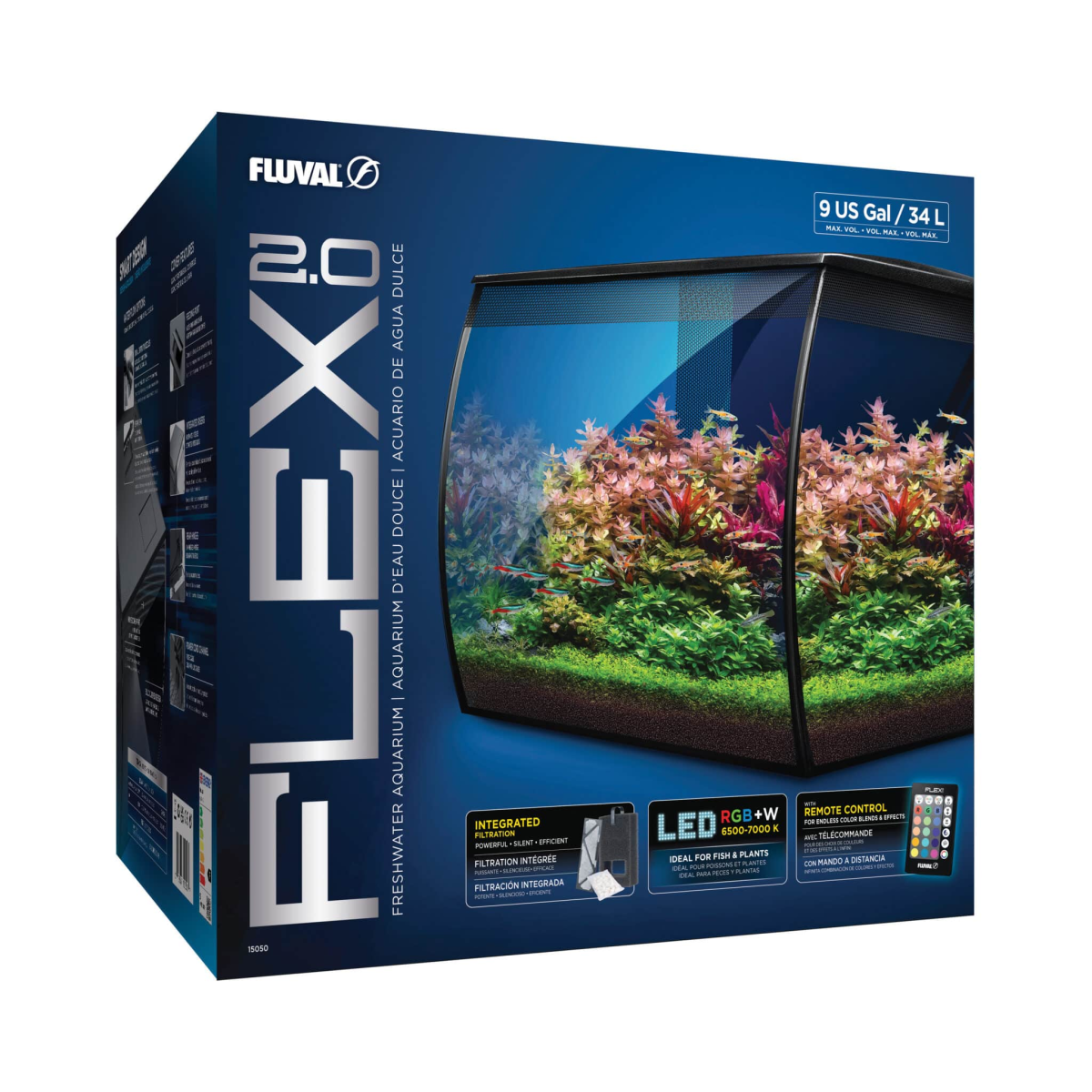 Fluval Flex 2.0 Aquarium Kit Black 34 L