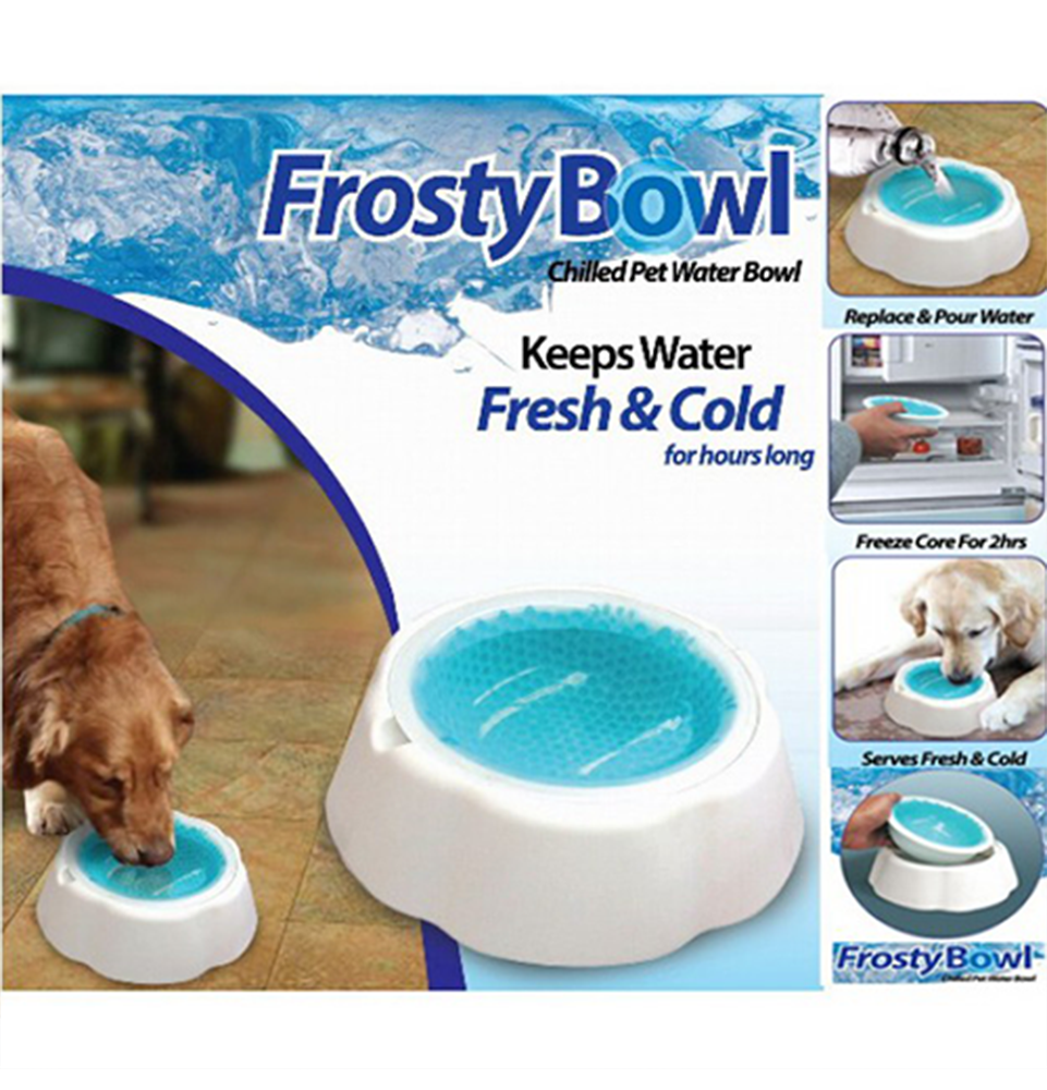 Cooling Bowls Plastic And Gel Ice Feeding Safe Speed Cold Food Water Drinking Feeding Frosty Bowl For Cat Dog Supplies