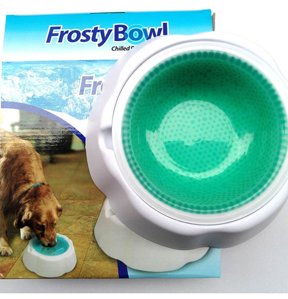 Cooling Bowls Plastic And Gel Ice Feeding Safe Speed Cold Food Water Drinking Feeding Frosty Bowl For Cat Dog Supplies