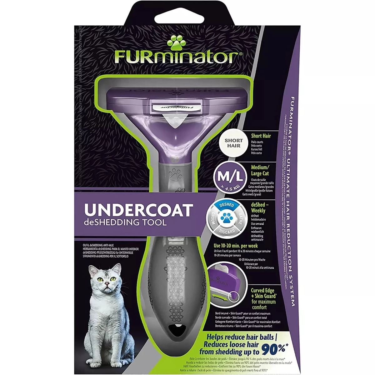 FURminator Undercoat deShedding Tool – Medium and Large Cat, Short Hair