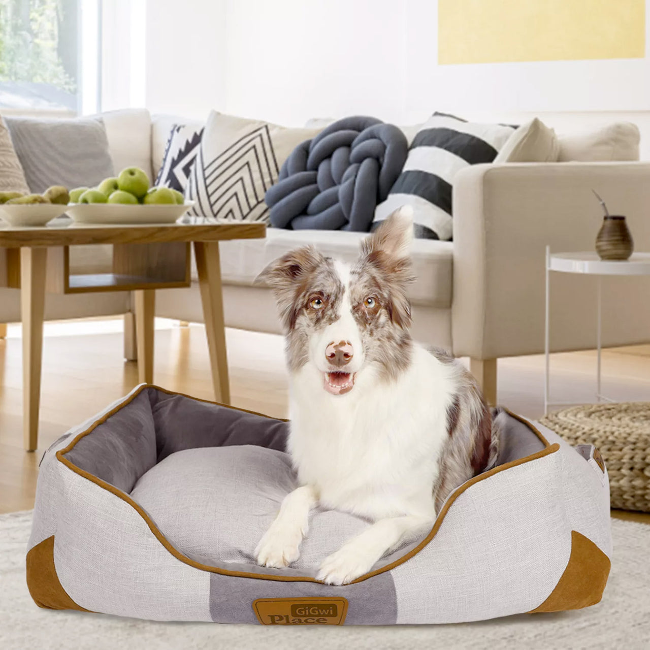 GiGwi Place Removable Cushion Luxury Dog Bed - Round - small - mustard