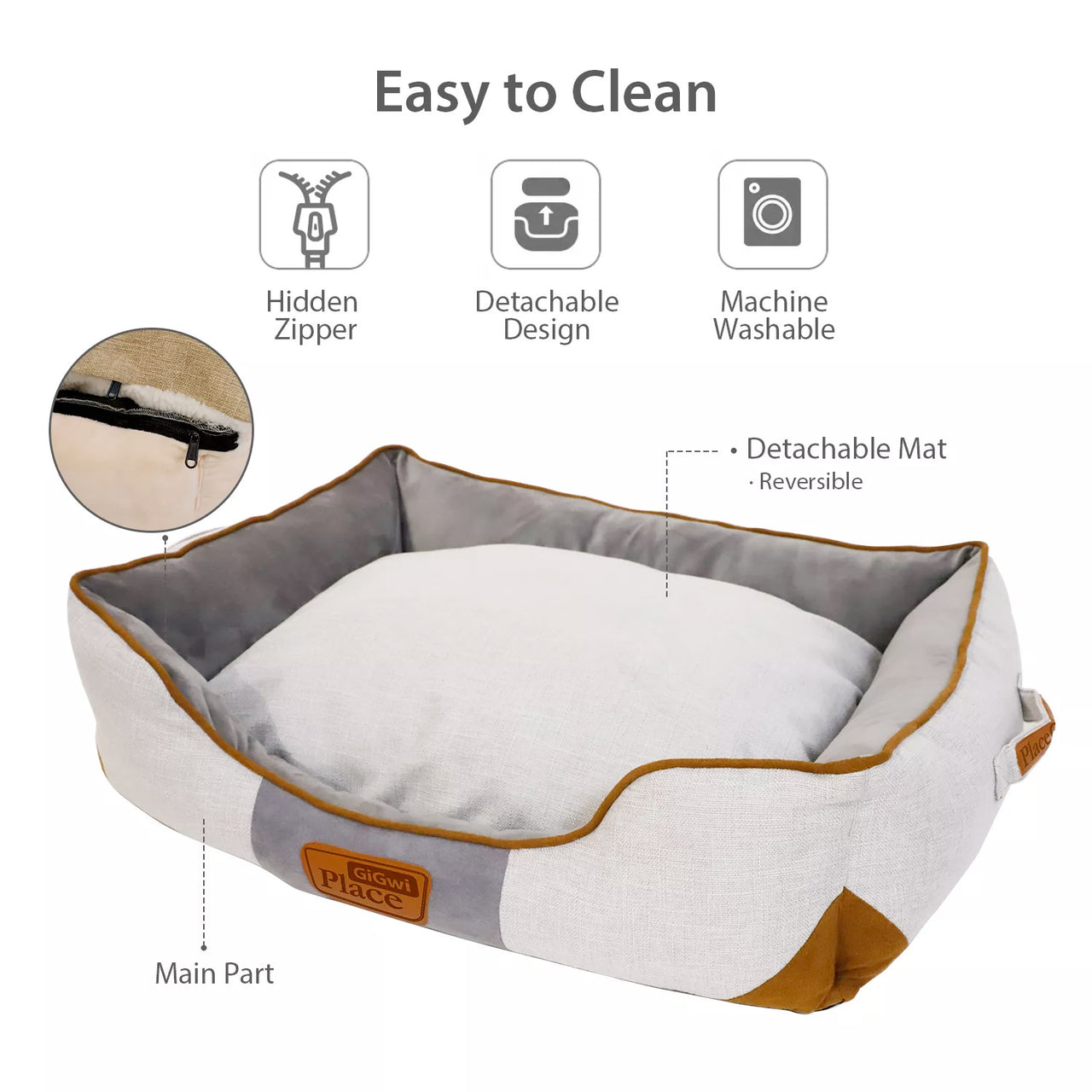 GiGwi Place Removable Cushion Luxury Dog Bed - Round - small - mustard