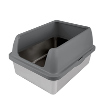 Thumbnail for Go Fresh - Enclosed Stainless Steel Cat Litter Box Grey
