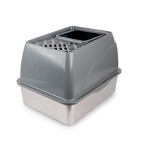 Thumbnail for Go Fresh - Stainless Steel No Mess Cat Litter Box - Grey