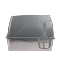 Thumbnail for Go Fresh - Stainless Steel No Mess Cat Litter Box - Grey