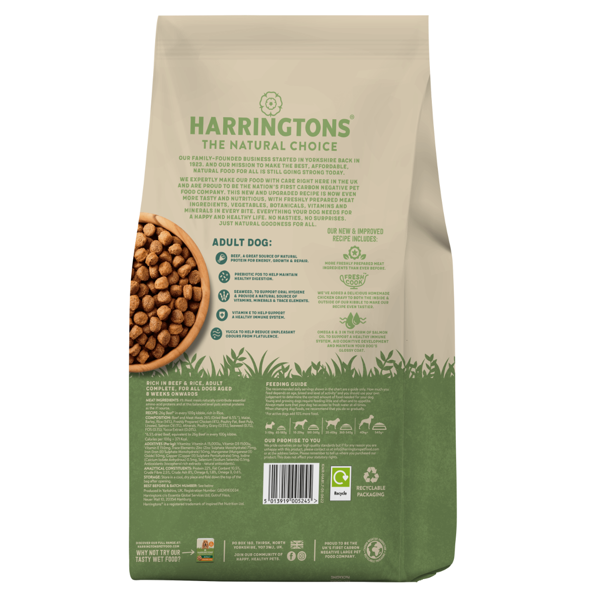 Harringtons Complete Beef Adult Dry Dog Food - 4KG