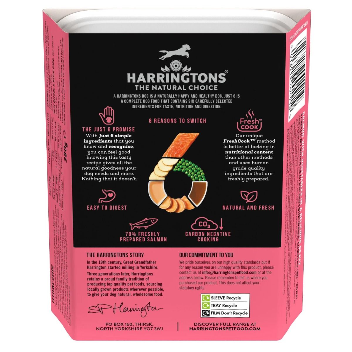 Harringtons Just 6 Salmon Grain Free Adult Wet Dog Food 380g - 380G