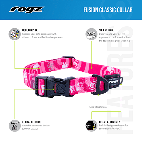 Rogz Fusion Classic Dog Collar - Porart Yellow X-Large