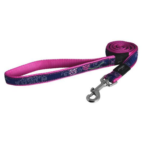 Rogz Denim Rose Long Dog Leash - DENIM ROSE M 1.8M/6