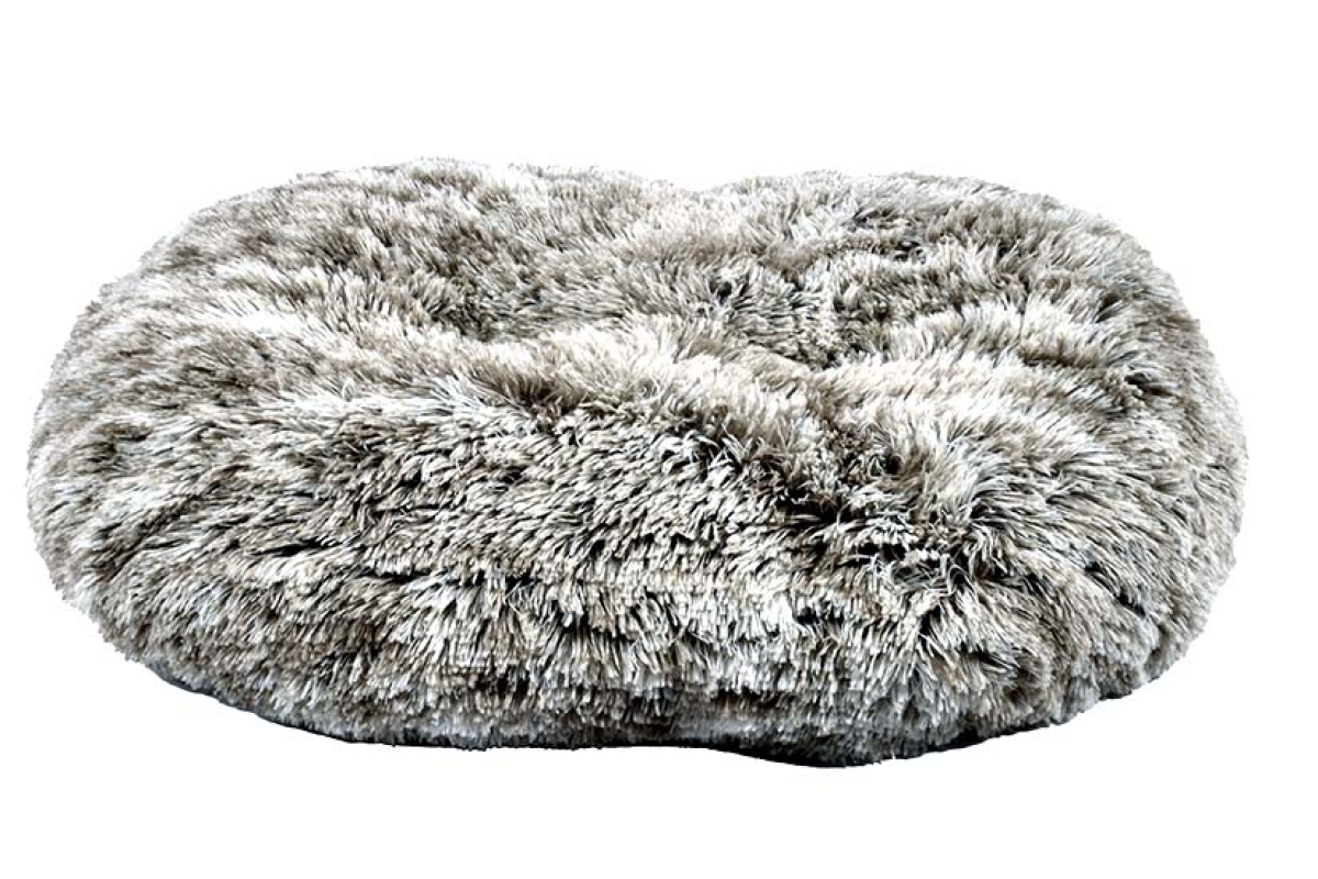 Oval Furry Cushion Bicolour - Black 103 x 72cm