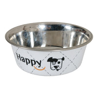 Thumbnail for Happy Stainless Steel Dog Bowls - White 0.4L