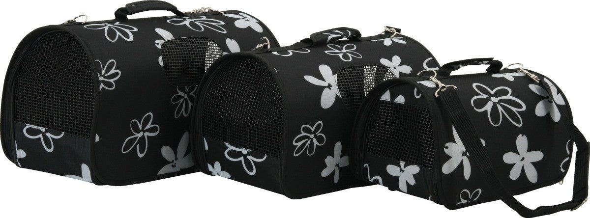 PET CARRIER FLOWER BLACK MEDIUM