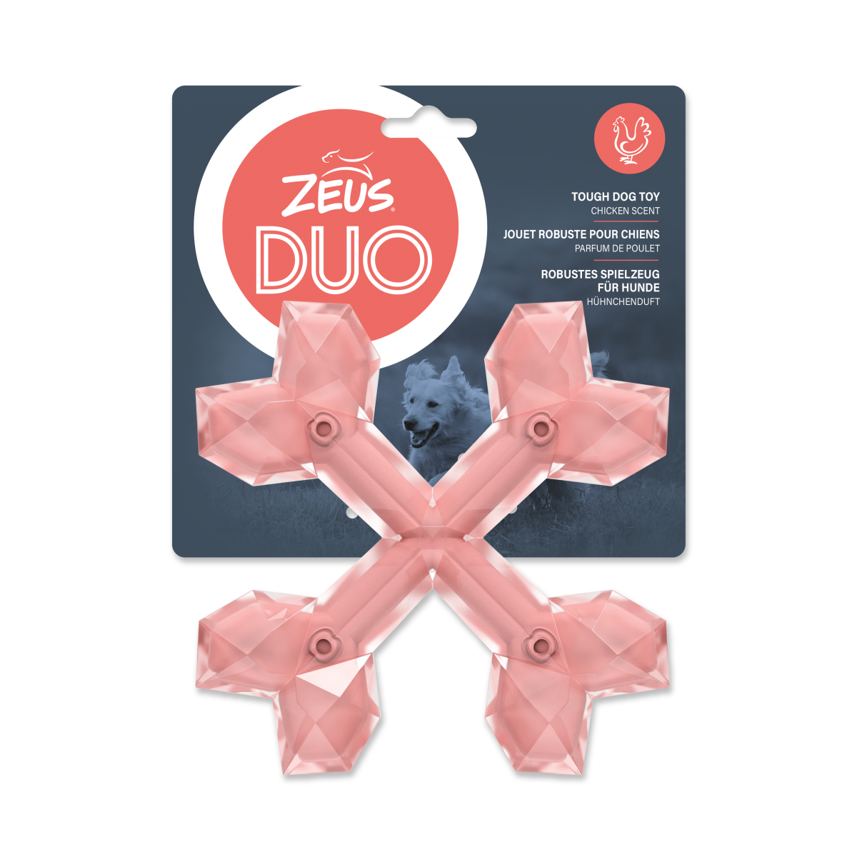 Zeus Duo Cross, 15cm, Coral, Chicken Scent