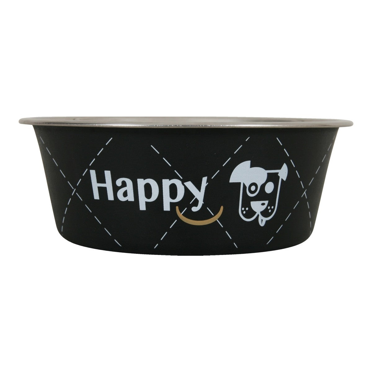 Happy Stainless Steel Dog Bowls - Black 0.8L