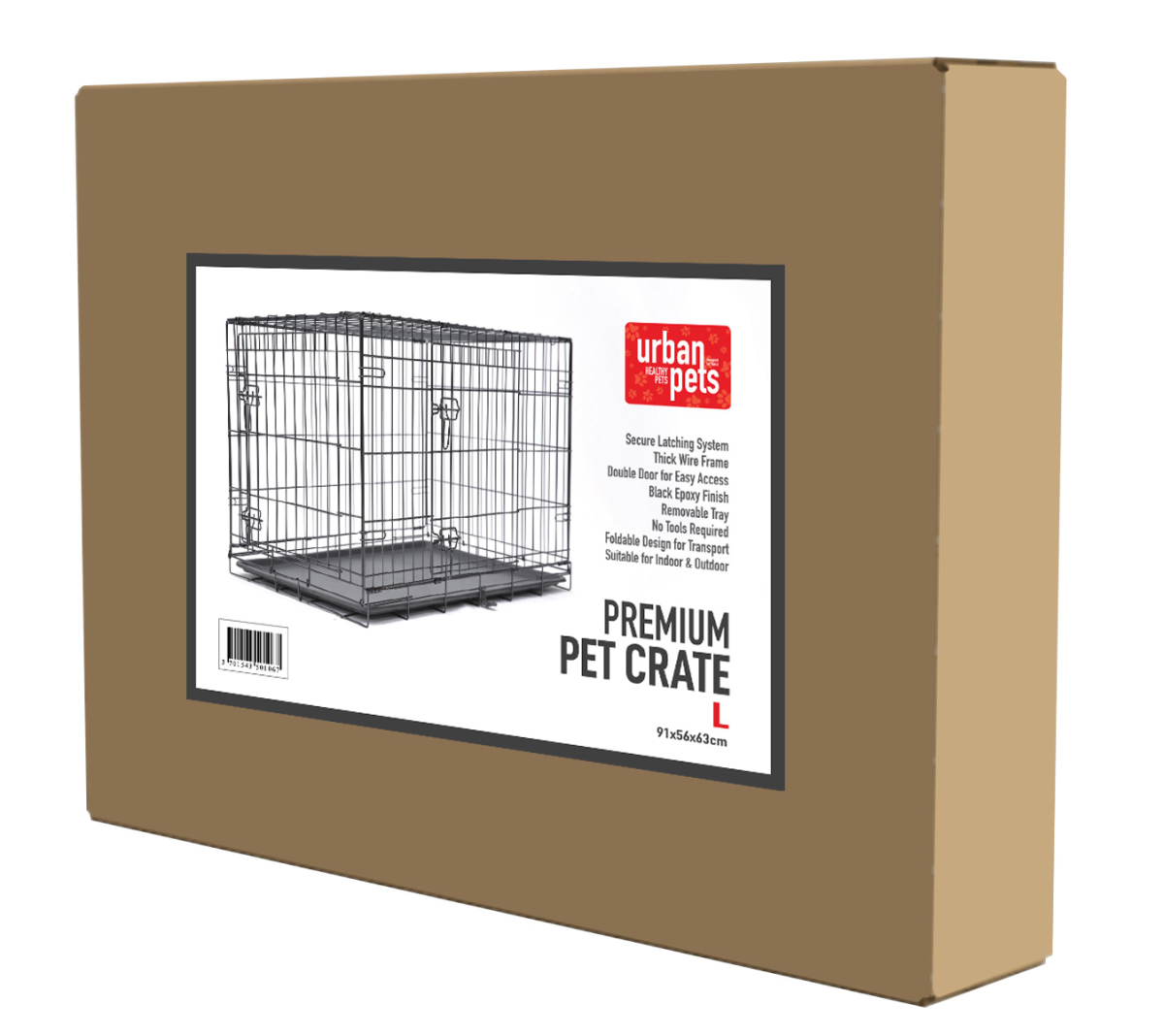 Foldable Dog Crate - L Size, 91x 56 x 63 cm