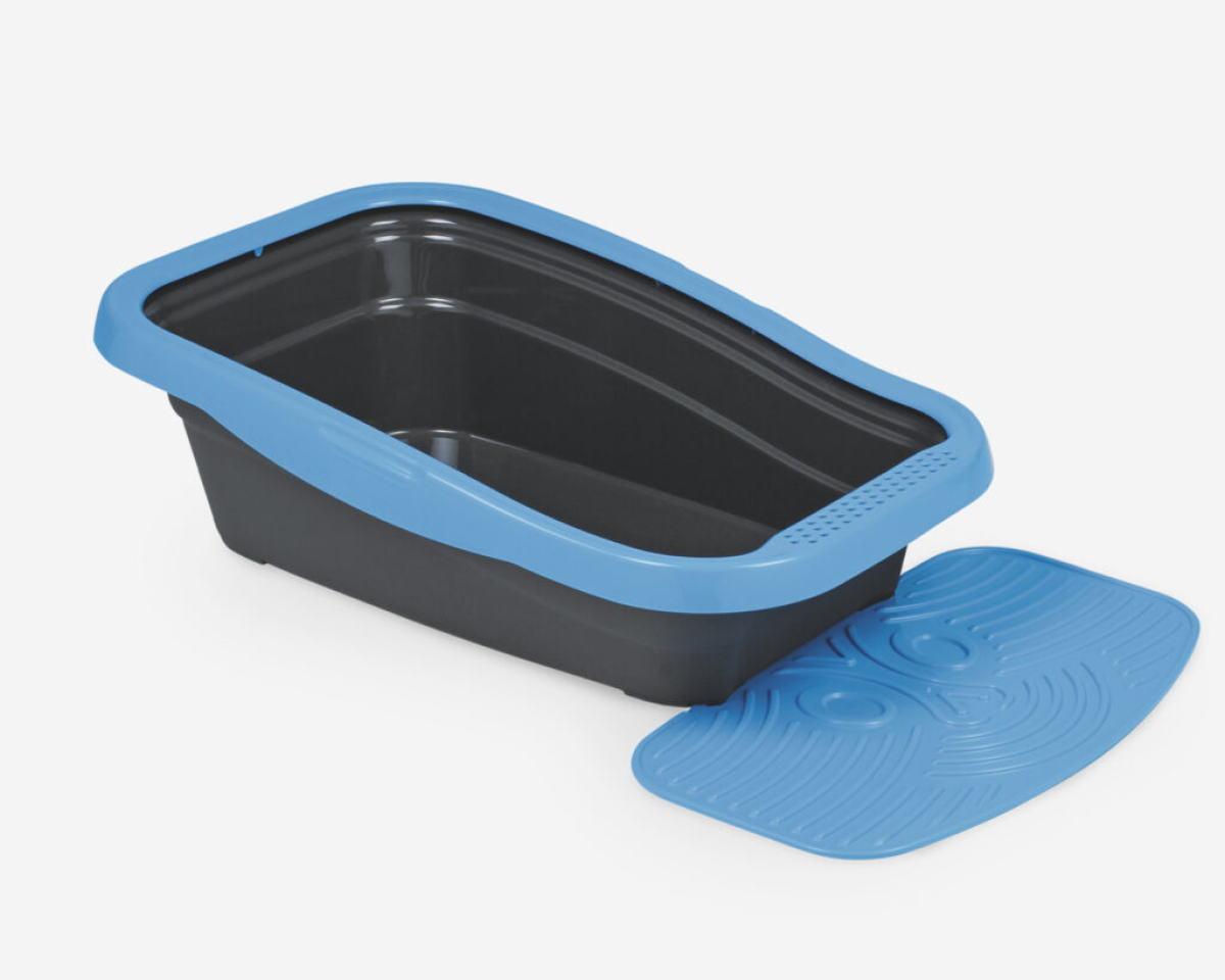 Nella Kit Cat Litter Tray with Mat - 80 x 36.5 x 18 cm/Blue