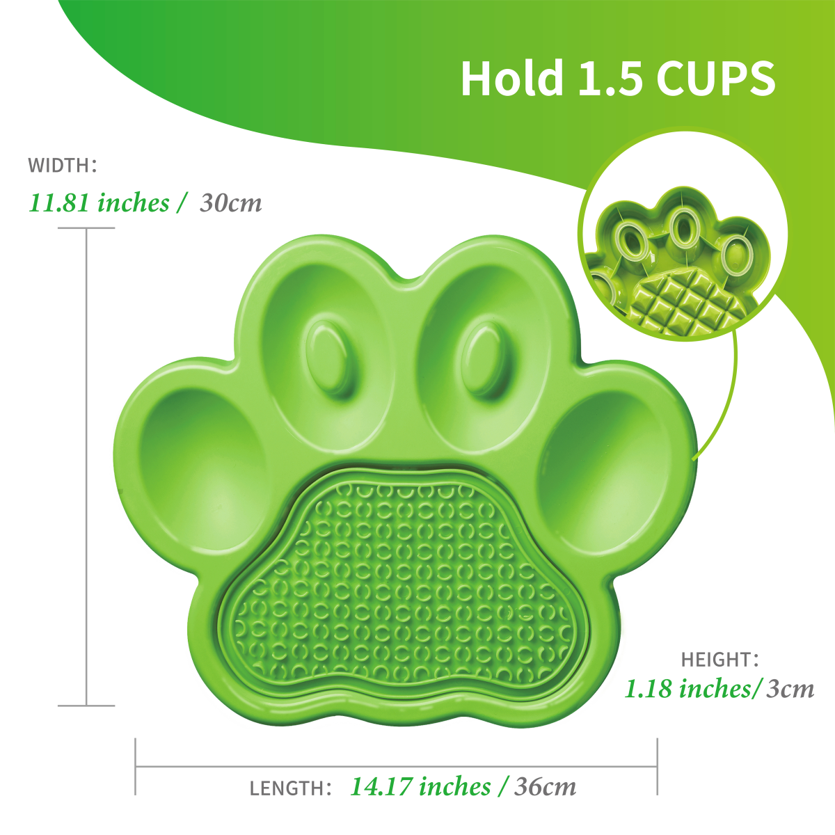 PetDreamHouse PAW 2-in-1 Slow Feeder & Lick Pad Green