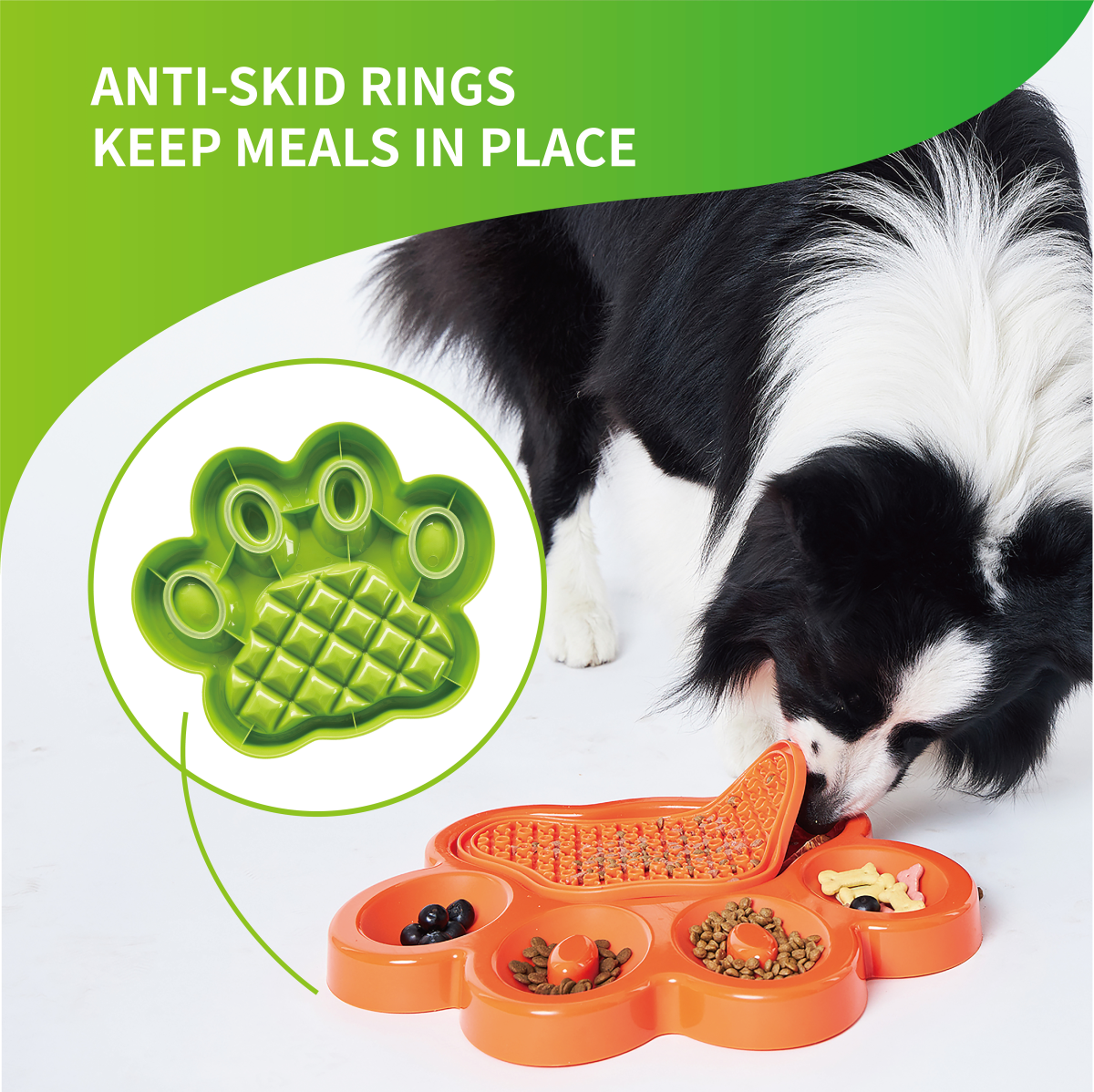 PetDreamHouse PAW 2-in-1 Slow Feeder & Lick Pad Green