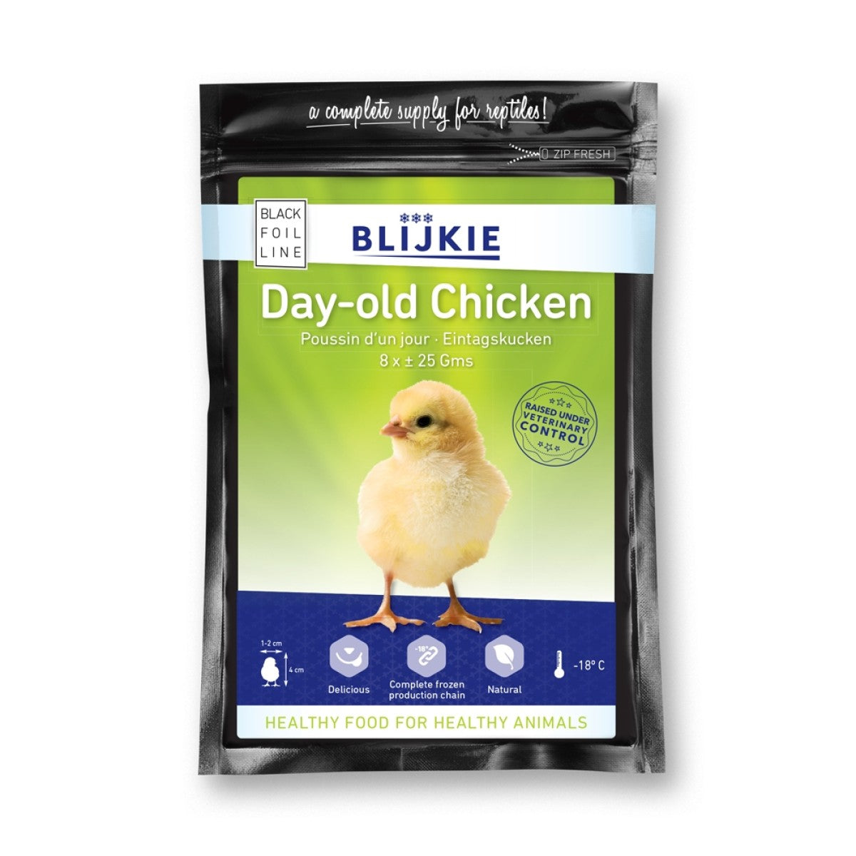 Blijkie black foil line day old chickens 25g, 8 pcs