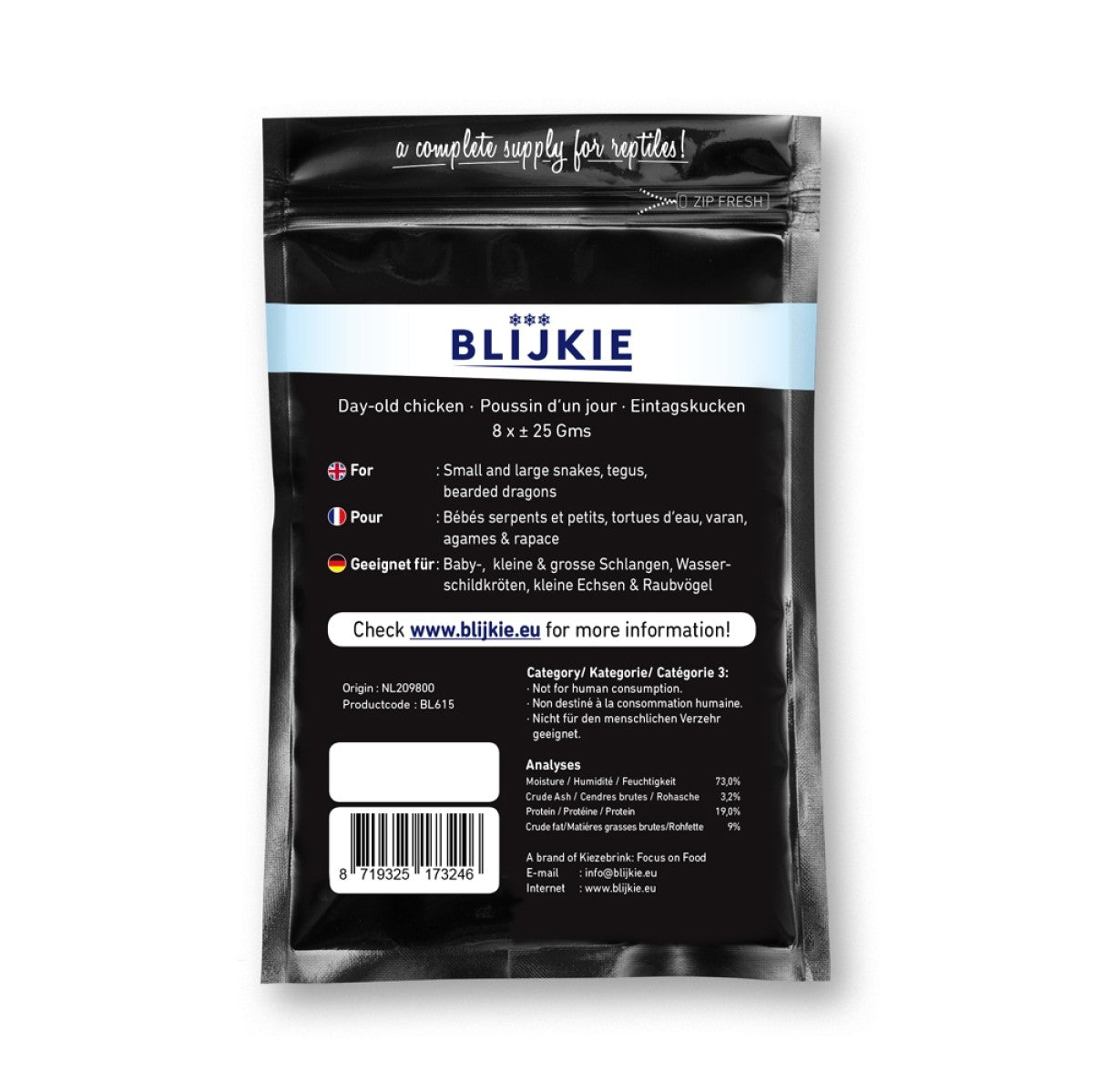 Blijkie black foil line day old chickens 25g, 8 pcs